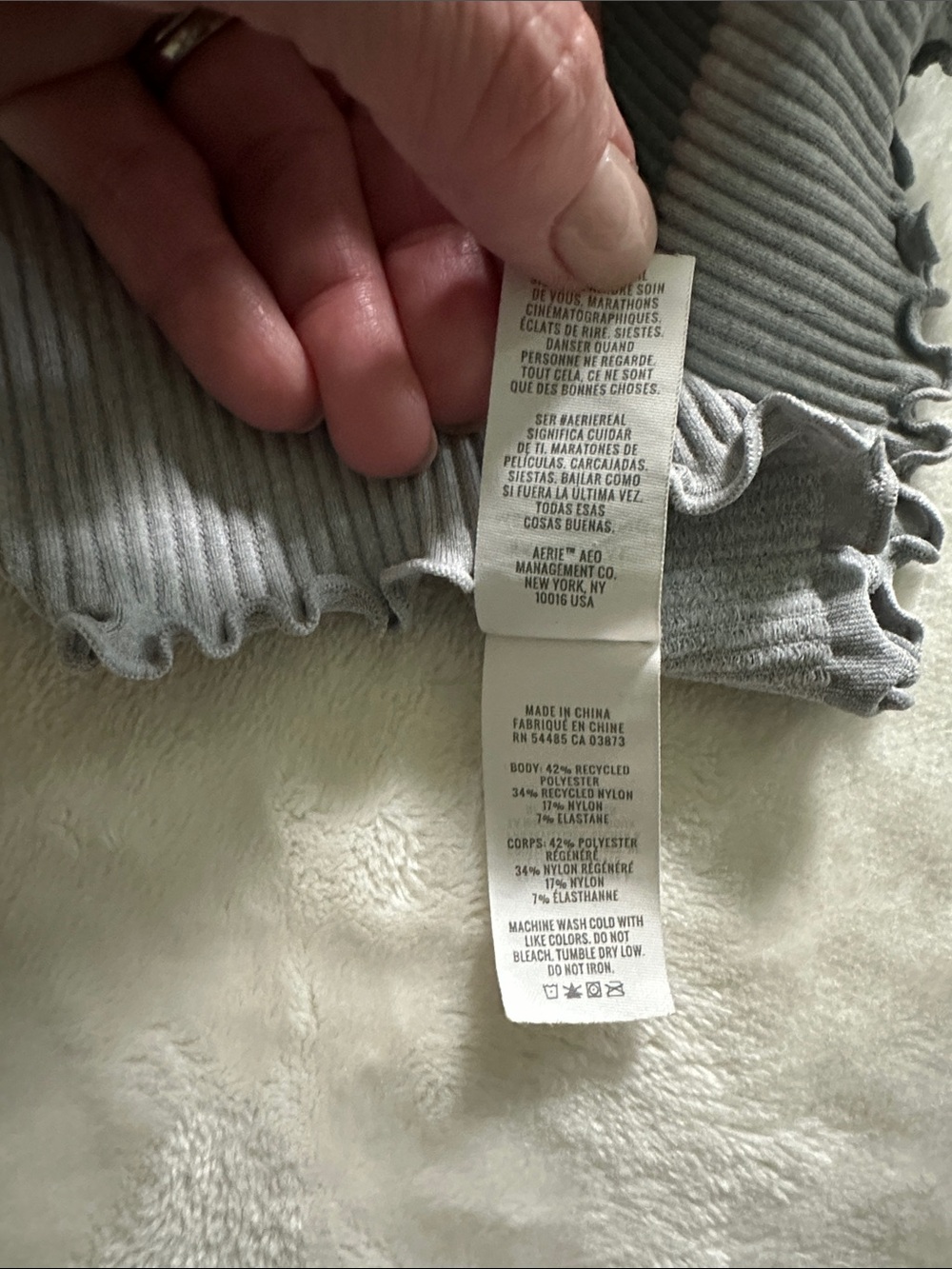 aerie Light Gray Ribbed Ruffle-Edge Cami - Picture 4 of 6